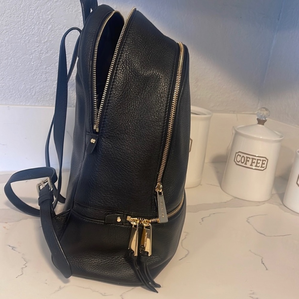 Michael Kors Black Leather Backpack with Gold Hardware - Picture 8 of 8
